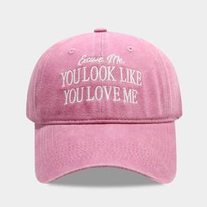 Casquette de baseball rétro européenne et américaine brodée, 6 panneaux, 100 % coton, réglable, rose délavé, style business décontracté, tendance, pour couple - Product Image 4