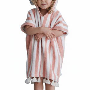 100% algodón Bebé/niños hilo teñido Poncho con borlas - Product Image 1