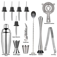 Ensemble de bar à cocktails Martini de qualité supérieure en acier inoxydable moderne, 14 pièces, avec support en bambou, capacité de 750 ml, kit de barman