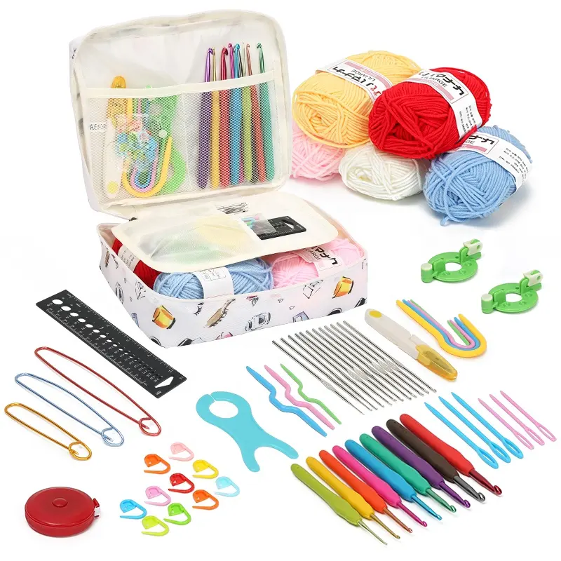 JP Hand-knitted Material Complete Tools Set Yarn Storage Bag Case Knitting Crochet Hook Kit