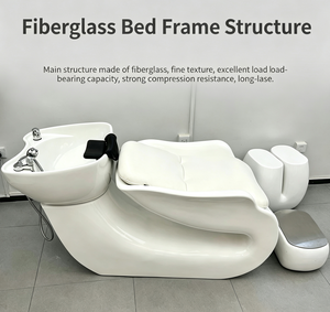 Sillón de Lavado de Cabello de Fibra de Vidrio para Salón, Unidad de Lavado Trasero Ajustable para Barbería, Mobiliario Comercial Contemporáneo - Product Image 1