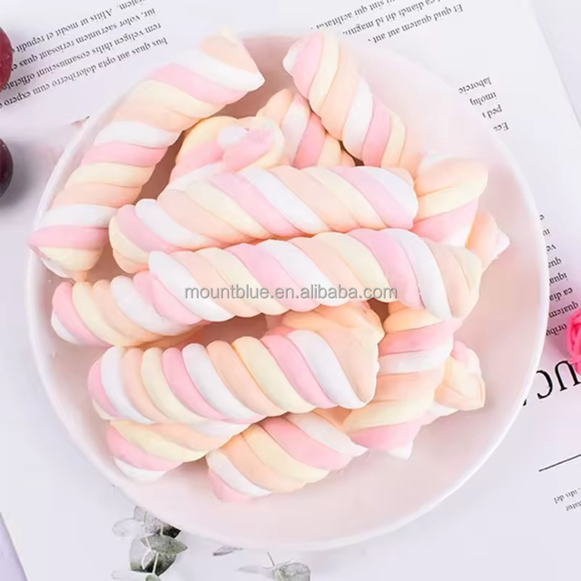 Oem Wholesale Colorful Fruity Twist Sweet Heart Shaped Mini Marshmallow Freeze Dried Candy Marshmallow