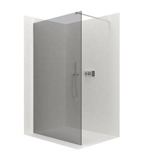 Profil mural en aluminium pour salle <span class=keywords><strong>de</strong></span> bain <span class=keywords><strong>de</strong></span> style européen moderne écran <span class=keywords><strong>de</strong></span> <span class=keywords><strong>douche</strong></span> en verre gris avec porte-serviettes - Product Image 1