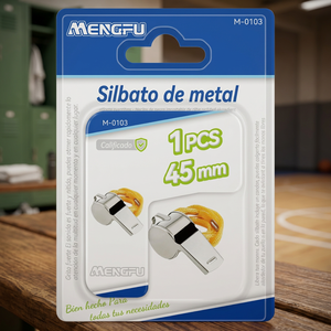 Fischietto in Acciaio Inossidabile con Cordino, per Sport, Fitness, Sicurezza ed Emergenze, Marca Mengfu M-0103, Prodotto in Cina - Product Image 2