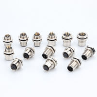 Conector de Panel PCB M8, Código A, Enchufe Metálico Impermeable de Montaje Trasero de 3/4/6/8 Pines, Enchufe con Brida