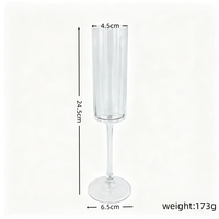 Flûte à champagne haute et fine avec long pied et base ronde, 174 ml, gobelet moderne pour tables de mariage et de banquet