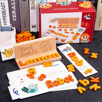 Jeu de mots en bois à démêler, cartes flash Montessori pour l'apprentissage des mots fréquents, blocs de lettres, jouet éducatif pour l'éveil des enfants