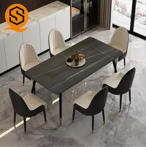 Corina luxo exclusivo cozinha jantar mesas retangulares quadrado forma mármore artificial superior jantar mesas e cadeiras