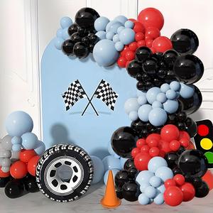Ballons de Voiture de Course en Latex, Kit de Guirlande d'Arche, Ballons de Fête Rouges et Noirs pour Garçon, pour Fête Prénatale, 95 Pièces - Product Image 2