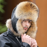 Sombrero Ushanka ruso de piel Real para hombre, moda de invierno, bombardero para exteriores, sombrero de esquí, sombrero de soldado estilo aviador