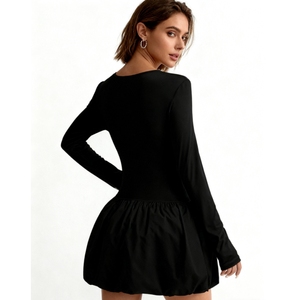 Robes longues ajustées élégantes pour femmes, nouvelle collection automne, avec manches longues extensibles et style bouffant tendance - Product Image 5