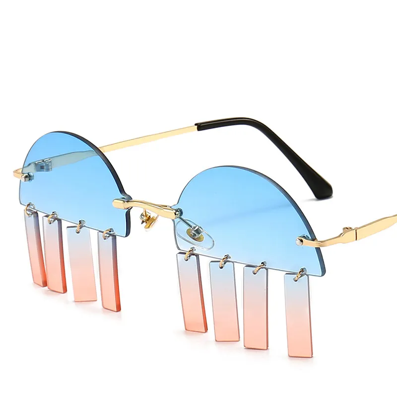 نظارات شمسية للسيدات, نظارات إطار كبير بدون إطار موديل 2021 نظارات شمسية للجنسين بتدرجات المحيط نظارات مضحكة ملونة للسيدات