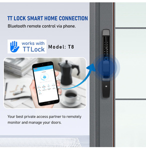 Kunci pintu cerdas sidik jari, kunci kartu rumah pintar Wifi gigi biru - Product Image 3
