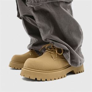 Chaussures de travail rétro pour hommes, fermeture à lacets, semelle épaisse, respirantes, modèle en PU - Product Image 4