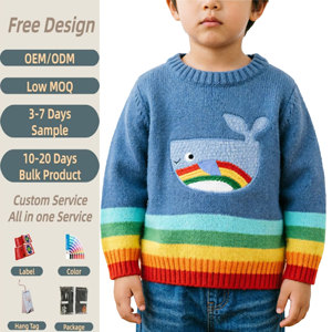 <span class=keywords><strong>Pull</strong></span> en laine tricoté à la machine pour bébé garçon, à manches longues, avec motifs jacquard, vêtements pour garçon, tricot personnalisé - Product Image 4