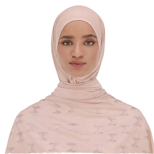 Hijab en jersey premium 2026 <span class=keywords><strong>EZAN</strong></span> pour musulmanes, avec strass uniques, foulard super extensible, voile de luxe orné de pierres - Product Image 1