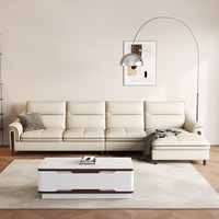 Ensemble de canapés en cuir véritable Foshan en forme de L pour petits appartements, design moderne et simple, cuir de vachette pleine fleur, chaise longue d'angle