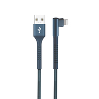 Kabel pengisian daya Usb Iphone, kepang nilon 90 derajat MFi untuk pengisian cepat