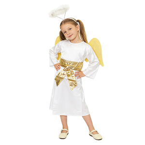 Conjunto de Disfraz de Ángel de <span class=keywords><strong>Anime</strong></span> para Niñas, Vestido Blanco con Faja Dorada, Alas y <span class=keywords><strong>Halo</strong></span> - Product Image 1