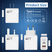 Pengisi Daya Dinding 2-Port USB-C GAN 65W Pengisian Cepat 3.0 untuk Ponsel dengan Colokan EU/US/UK Produk 3-in-1