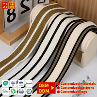 Ruban tissé en polyester 40 mm à rayures, personnalisé avec impression jacquard, pour vêtements - Vente en gros directe usine OEM