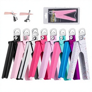 Coupe-ongles en acier inoxydable en forme de U, double couleur, pour doigts et orteils, poignée antidérapante, portable, logo personnalisé, coupe-ongles DIY - Product Image 3