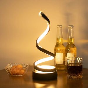 Modern Minimalist LED Table <b>Lamp</b> <b>Touch</b> Control Stepless Dimming Adjustable Desk Night Light with Spiral Shade Metal Material - Product Image 4