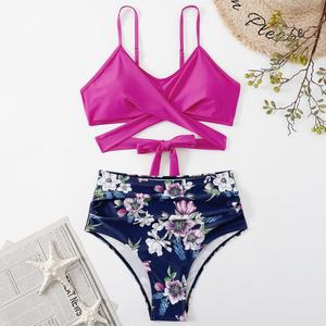 ชุดว่ายน้ำบิกินี่สองชิ้นสุดหรูจากโรงงานสำหรับผู้หญิง ชุดชายหาดแบบดันทรง ลายเสือดาว ลายสก็อต ลายเพสลีย์ - Product Image 1