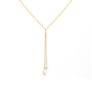 قلادة ضيقة بسيطة مطلية بالذهب عيار 18 من الفولاذ المقاوم للصدأ للنساء قلادة بدلاية من اللؤلؤ والمياه العذبة والشراشيب والمجوهرات - Product Image 6