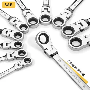Juego de llaves inglesas de trinquete de doble cabeza de pulgada métricas personalizadas de alta calidad, juego de llaves dinamométricas cromadas de anadio para uso industrial - Product Image 5