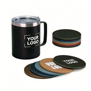 Wholesale Pu Leather <b>Coaster</b> Round With Custom Business Logo for Drinks Coffee <b>Beer</b> Promotional Restaurant Hotel Gift Cup Mat - Product Image 1