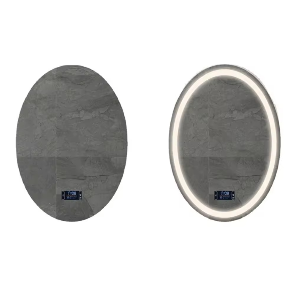 FEIDU Modern LED Shower Mirror with Smart Oval Sensor Touch Illuminated Fog-Proof IP44 for Hotels and Bedrooms