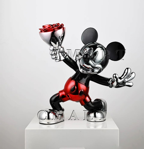 Escultura Creativa de <span class=keywords><strong>Mickey</strong></span> <span class=keywords><strong>Mouse</strong></span> con Galvanoplastia, Estatua de <span class=keywords><strong>Minnie</strong></span> con Flores, Colores Cromados, Escultura Pop Art de Ratón - Product Image 1