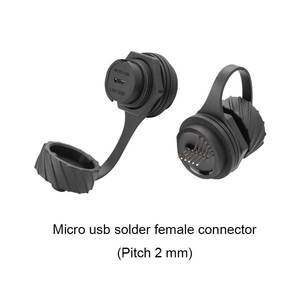 Connecteur étanche LSHITECH M20.8 avec écrou frontal fileté, <span class=keywords><strong>prise</strong></span> <span class=keywords><strong>femelle</strong></span> <span class=keywords><strong>micro</strong></span> <span class=keywords><strong>USB</strong></span> à <span class=keywords><strong>souder</strong></span> - Product Image 3