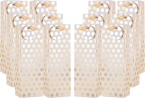 Sacs cadeaux de Noël en or métallisé pour champagne et vin, en gros, avec étiquette, sacs cadeaux pour bouteille unique à pois dorés pour les fêtes - Product Image 4
