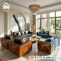 Ensemble de canapés de luxe haut de gamme de style italien moderne et élégant en tissu velours, mobilier de salon sectionnel pour projets de villas et de manoirs