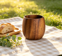 Tasses à whisky en bois massif artisanales, grande capacité, design minimaliste nordique, écologiques, pour café, vin et thé