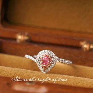 Bague en or blanc véritable 18 carats Xinfly Pure avec diamant rose naturel 0,28 ct, bijoux Au750 sur mesure - Product Image 5