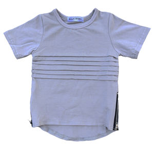 T-shirt en coton de bonne qualité pour enfants, garçons et filles, à rayures, avec fermeture éclair et ourlet arrondi, coupe longue - Product Image 2