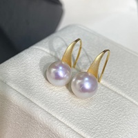 Boucles d'oreilles pendantes en argent sterling 925 avec perle Edison pour femme, rondes, chic, finition givrée, lueur aurore, faites à la main, grandes, bijoux raffinés