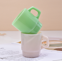 Tasse en verre de jade de lait créatif Tasse à eau colorée en verre de ménage de haute qualité avec poignée Tasse à jus de café rétro simple