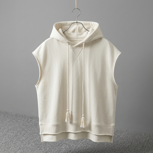 Sweat sans manches en molleton de coton épais 420 g/m² avec logo personnalisé, style vintage hip-hop oversize pour hommes et femmes, idéal pour l'été – Prix bas - Product Image 3