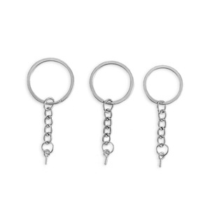 Electroplated <b>Key</b> <b>Ring</b> With Chain For Bracelet Making White K Gold Bronze Rose Gold Gunmetal Black KC - Product Image 4