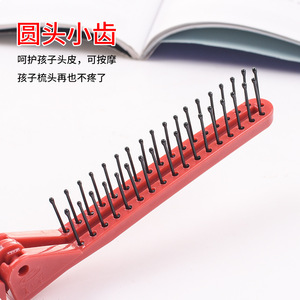 Peigne pliant pour enfants et filles, petite brosse à cheveux portable de voyage avec design pliable, en résine plastique rouge - Product Image 4