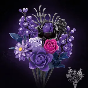 KK20008 nuova rosa viola grazia <span class=keywords><strong>Botanica</strong></span> artificiale decorazione giocattoli modello regali per fidanzata compleanno blocchi - Product Image 2
