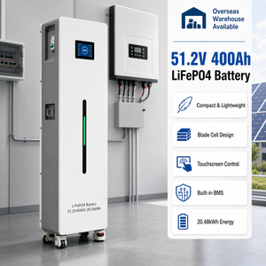 Système de stockage d'énergie domestique 51,2 V 400 Ah 20 kWh avec batterie LiFePO4, BMS Cloud, 6000 cycles, écran tactile et batterie solaire mobile de secours - Product Image 1