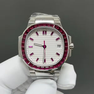 Montres mécaniques analogiques pour hommes de haute qualité en acier inoxydable, série 5711, mouvement 9015, cadran à aiguilles de 35,2 mm, diamant - Product Image 3