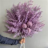 Paarse Bruiloft Kunstmatige Hortensia Roos Plafond Mistopstelling Plastic Gras & Bladeren Decoratie Bal Vorm Muur Trouwzaal