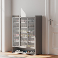 Meuble à chaussures minimaliste moderne pour entrée, étagère de rangement intérieure en acier à plusieurs niveaux, armoire à chaussures spacieuse, gain de place