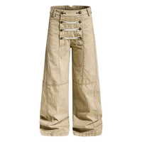 Pantalon de travail large tendance de style chinois pour hommes et femmes, pantalon décontracté vintage délavé et vieilli de style américain